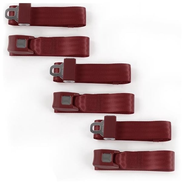 Geared2Golf Standard 2 Point Burgundy Lap Bench Seat Belt Kit for Chevy Truck 1988-1998 - 3 Belts GE1565970 - main